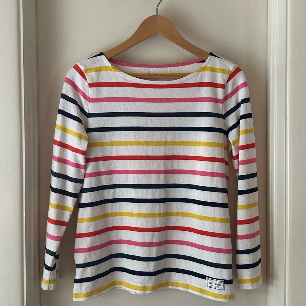 Talbots Petite Multicolor Striped Cotton Long Sleeve Top (MP)
